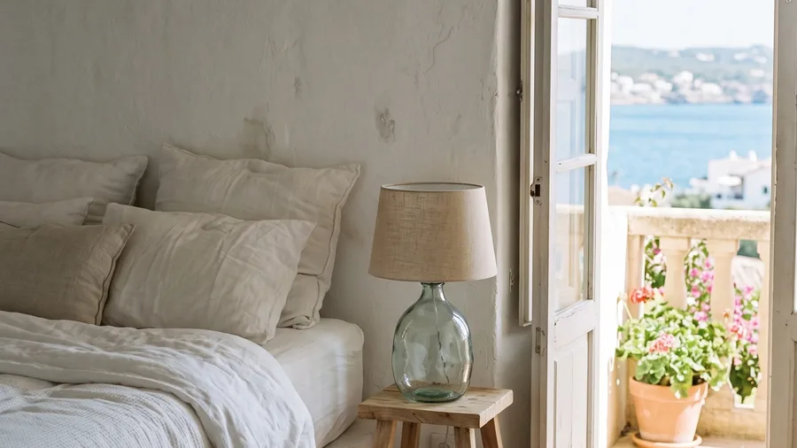 Imagen ilustrativa de Petunia Ibiza, a Beaumier Hotel: Una casa encalada sobre Cala Carbó, con Es Vedrà en el horizonte y perros en la terraza